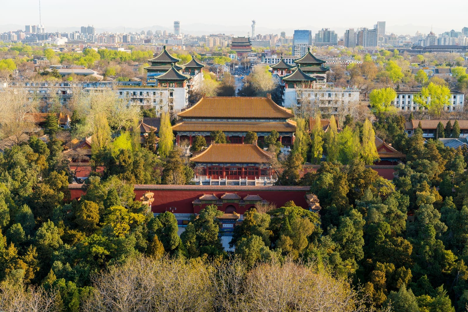 The view from Wanchun pavilion in Jingshan Park looking south over the Forbidden City along Beijing's central axis