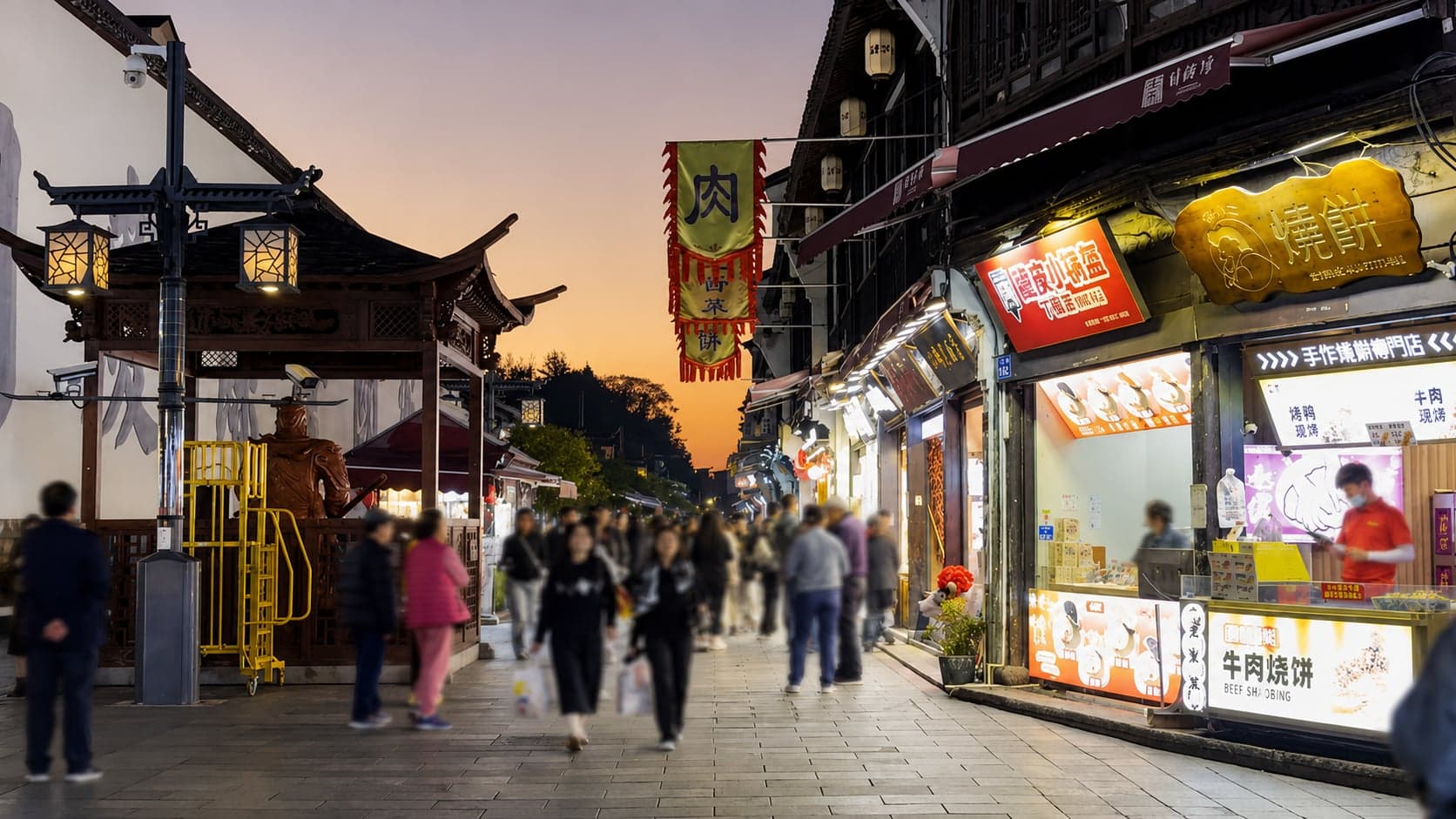 The Hu Qing Yu Tang front gate on Hefang Street, the 1874 traditional-medicine pharmacy facade, Hangzhou