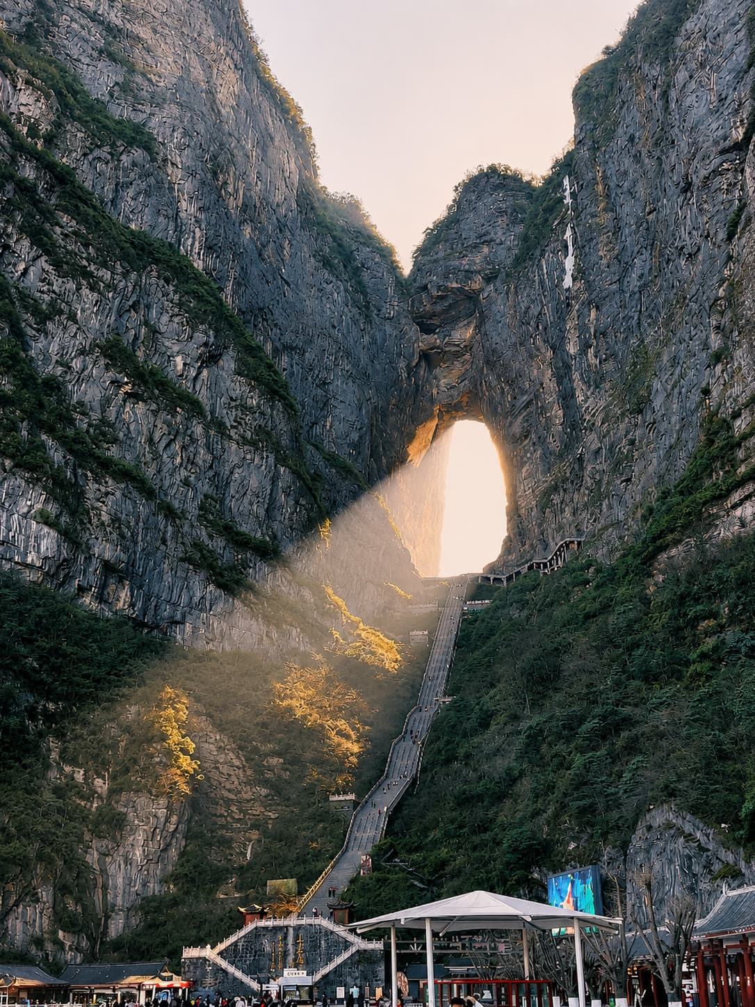 Heaven's Gate, the natural limestone arch through Tianmen Mountain south of Zhangjiajie city