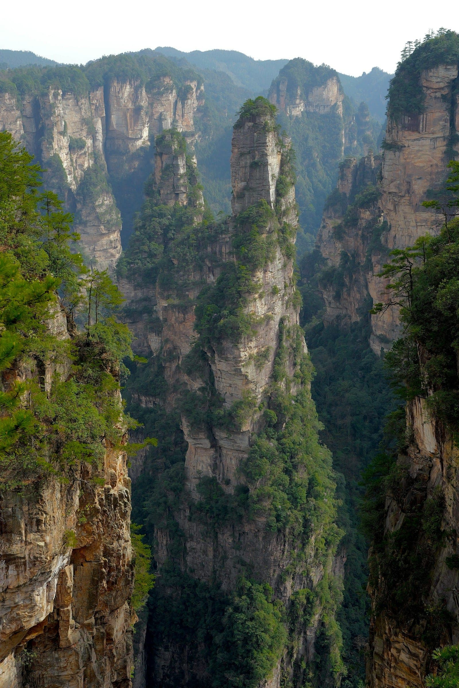 Mist drifting between the sandstone pillars of Zhangjiajie National Forest Park, Hunan