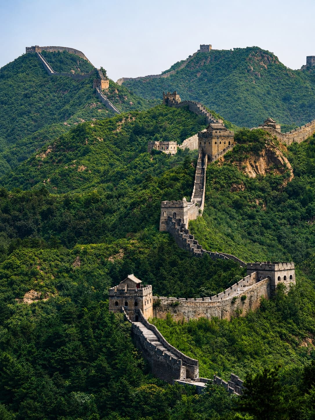 The Great Wall at Jinshanling stretching across the mountains
