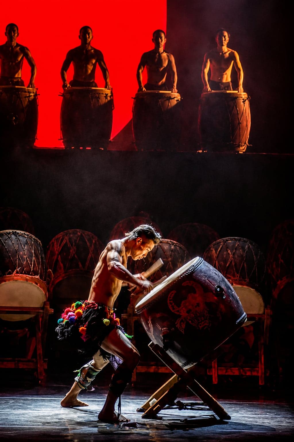 Performers in Yunnan minority dress on stage in Yang Liping's Dynamic Yunnan, the Bai choreographer's 2003 ethnic-dance work