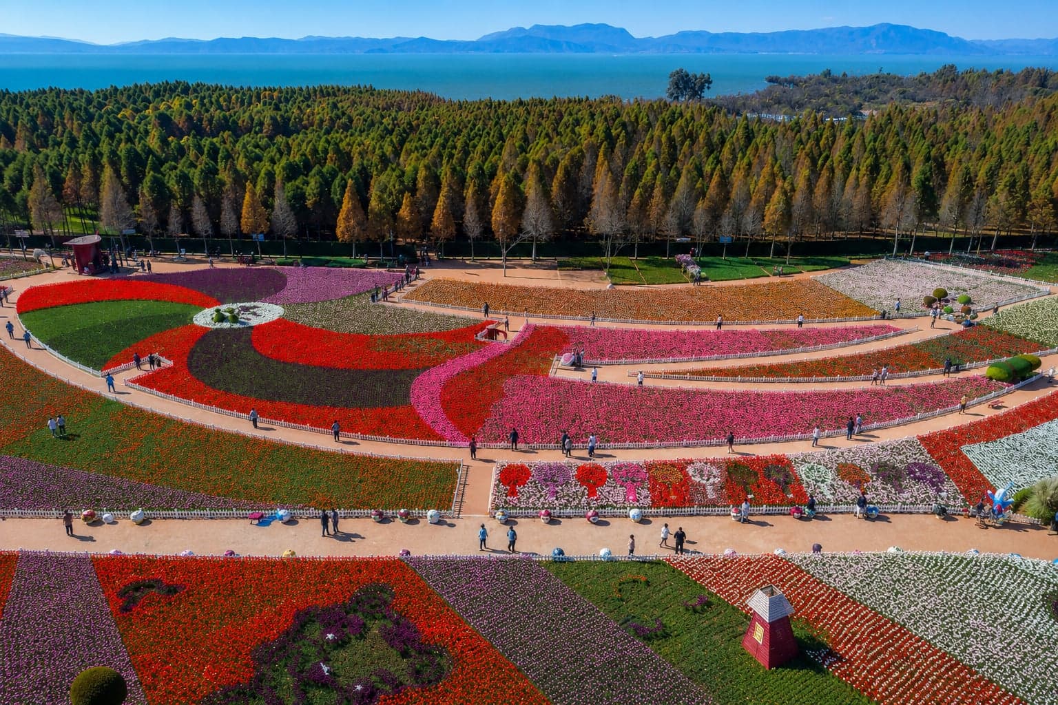 Boardwalks and reedbeds at Laoyuhe Wetland Park on the south shore of Dianchi, Kunming